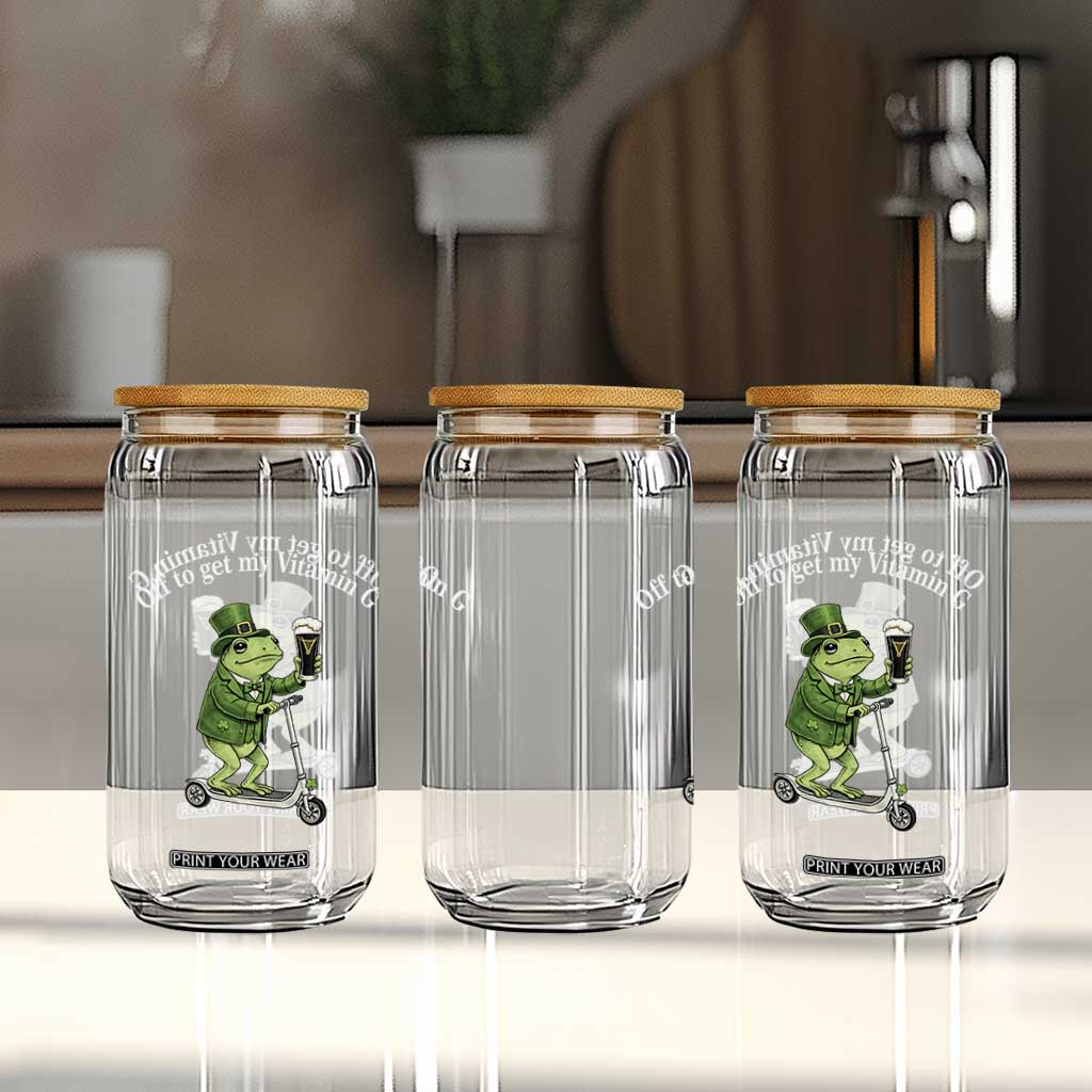 Funny Frog St Patricks Day Meme Glass Can Vitamin G Irish Beer TS14 Print Your Wear