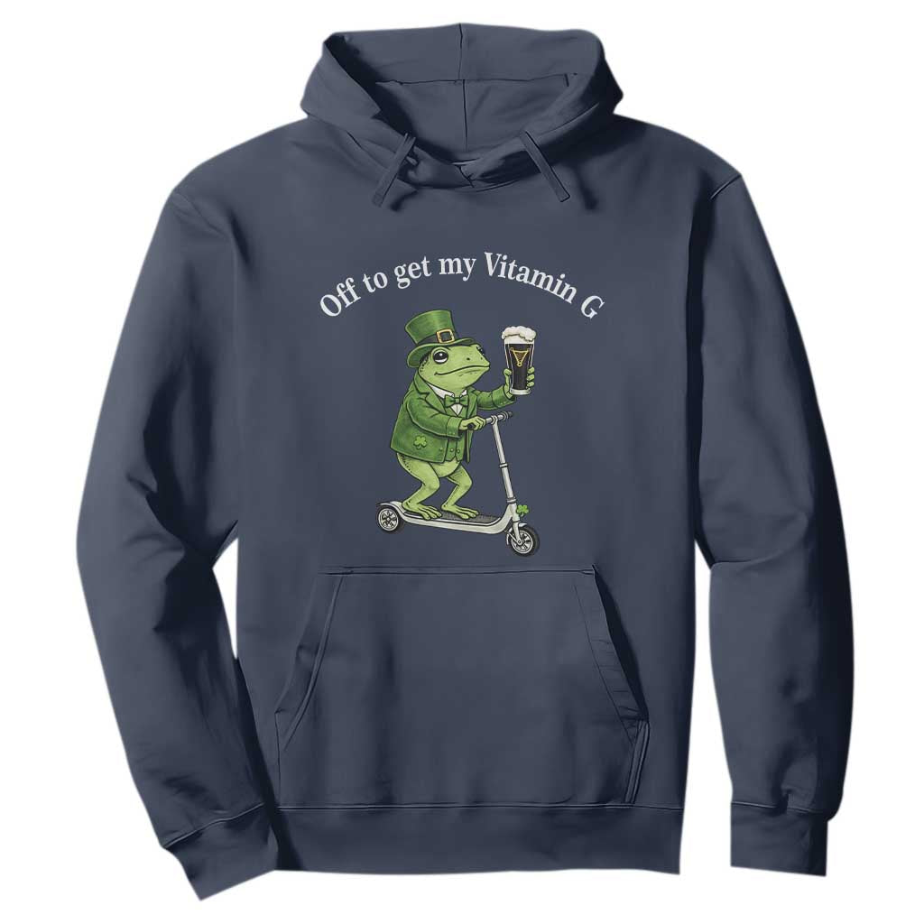 Funny Frog St Patricks Day Meme Hoodie Vitamin G Irish Beer TS14 Navy Print Your Wear