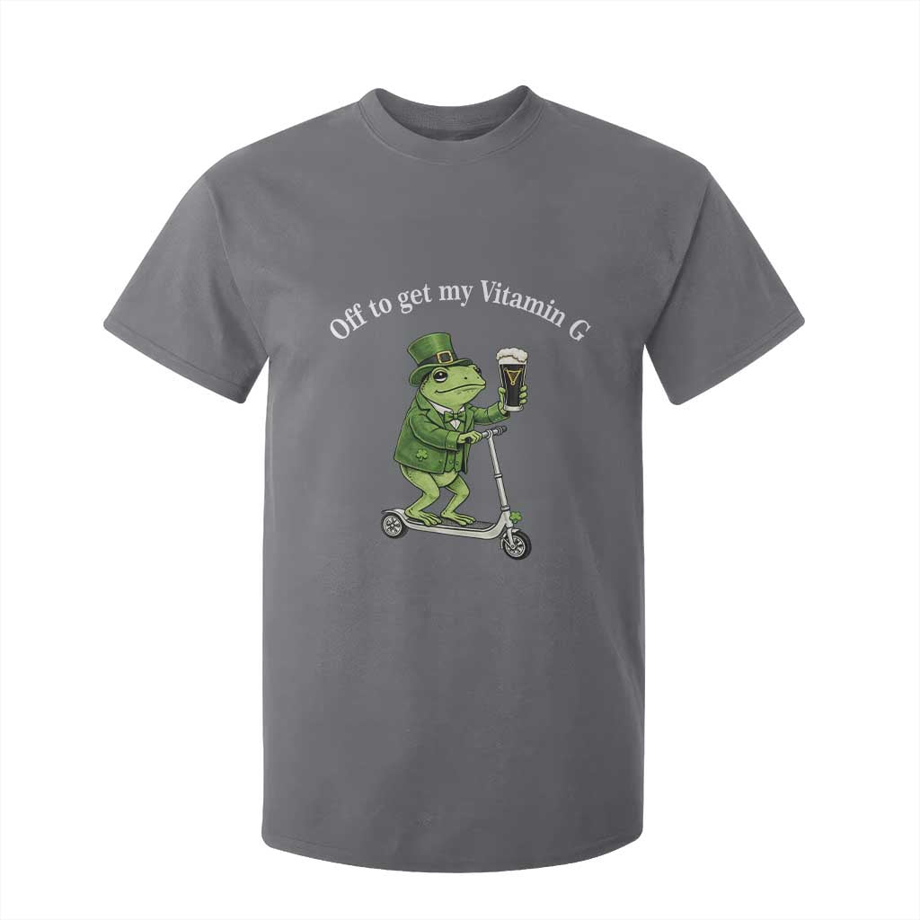 Funny Frog St Patricks Day Meme T Shirt For Kid Vitamin G Irish Beer TS14 Charcoal Print Your Wear