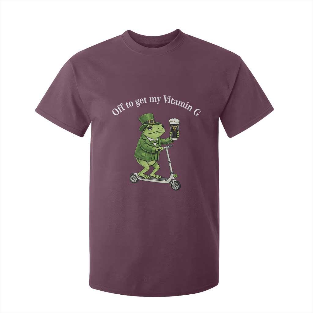 Funny Frog St Patricks Day Meme T Shirt For Kid Vitamin G Irish Beer TS14 Maroon Print Your Wear
