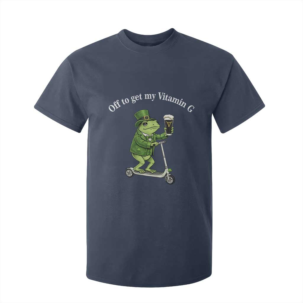 Funny Frog St Patricks Day Meme T Shirt For Kid Vitamin G Irish Beer TS14 Navy Print Your Wear