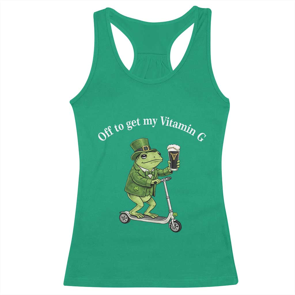 Funny Frog St Patricks Day Meme Racerback Tank Top Vitamin G Irish Beer TS14 Irish Green Print Your Wear