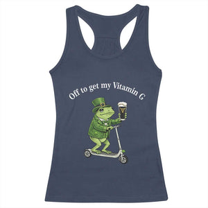 Funny Frog St Patricks Day Meme Racerback Tank Top Vitamin G Irish Beer TS14 Navy Print Your Wear