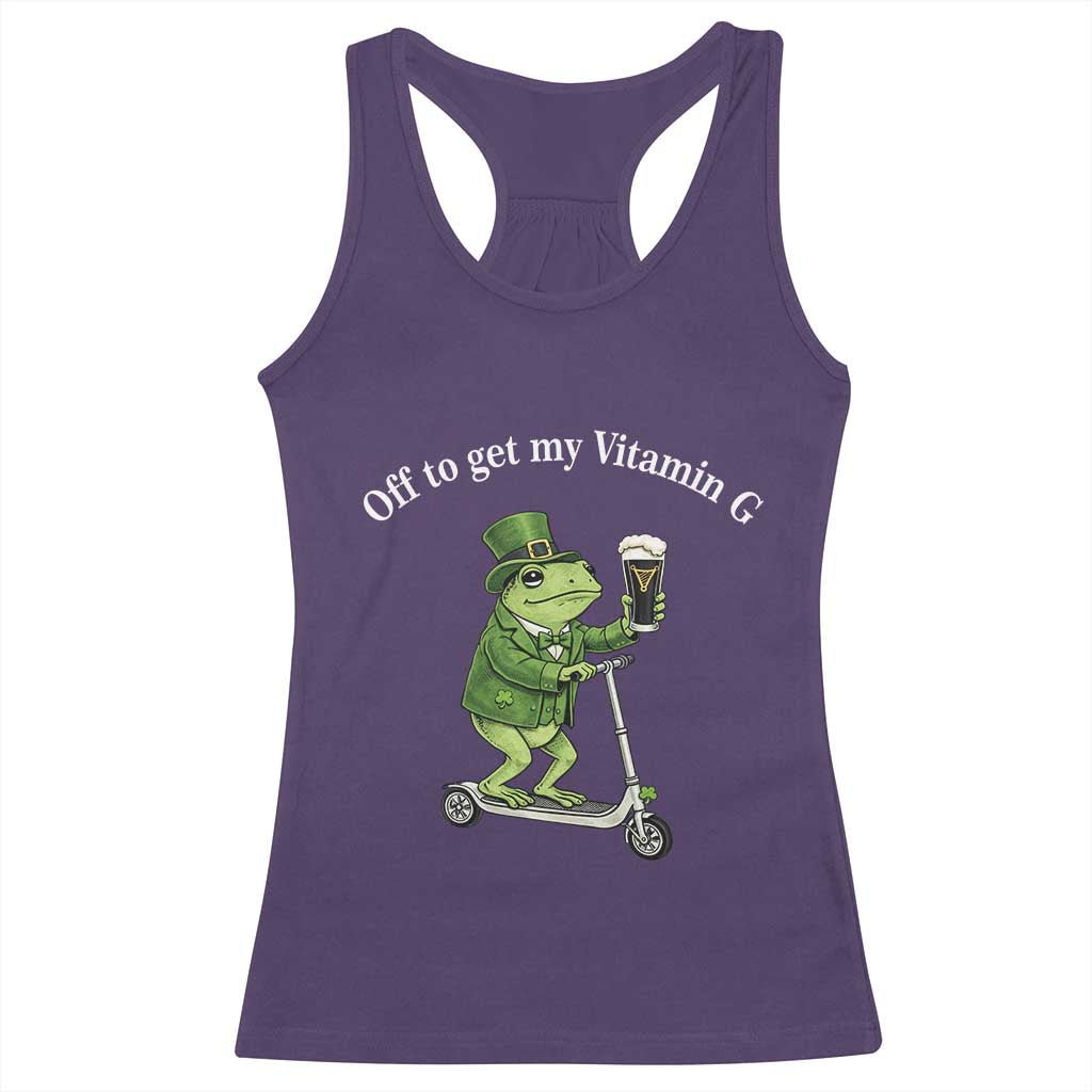 Funny Frog St Patricks Day Meme Racerback Tank Top Vitamin G Irish Beer TS14 Purple Print Your Wear