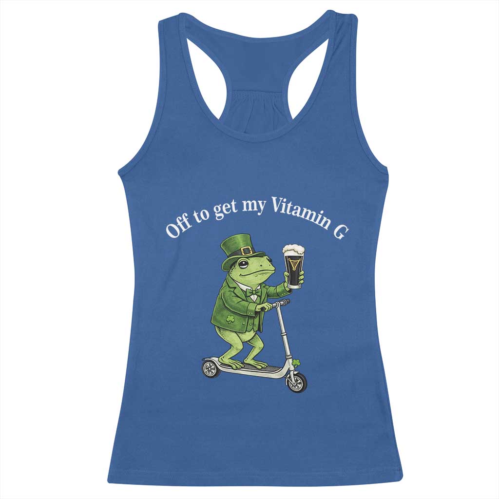 Funny Frog St Patricks Day Meme Racerback Tank Top Vitamin G Irish Beer TS14 Royal Blue Print Your Wear