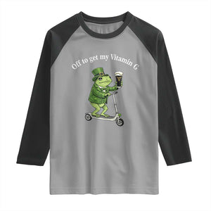 Funny Frog St Patricks Day Meme Raglan Shirt Vitamin G Irish Beer TS14 Sport Gray Black Print Your Wear