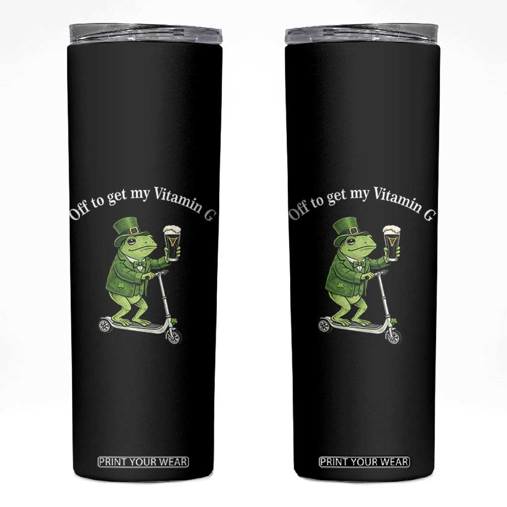 Funny Frog St Patricks Day Meme Skinny Tumbler Vitamin G Irish Beer TS14 Black Print Your Wear