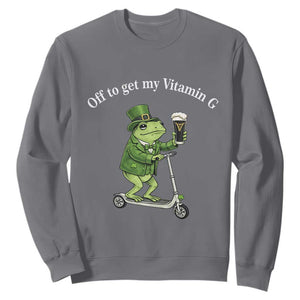Funny Frog St Patricks Day Meme Sweatshirt Vitamin G Irish Beer TS14 Charcoal Print Your Wear
