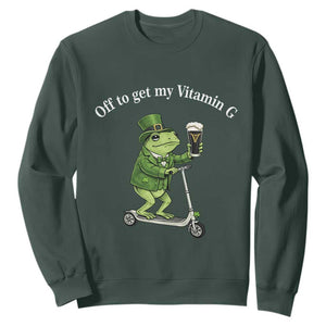 Funny Frog St Patricks Day Meme Sweatshirt Vitamin G Irish Beer TS14 Dark Forest Green Print Your Wear