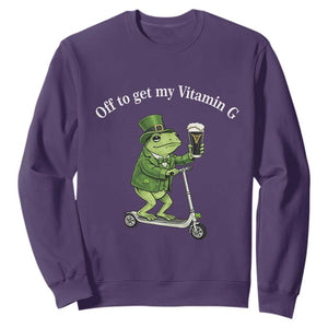 Funny Frog St Patricks Day Meme Sweatshirt Vitamin G Irish Beer TS14 Purple Print Your Wear