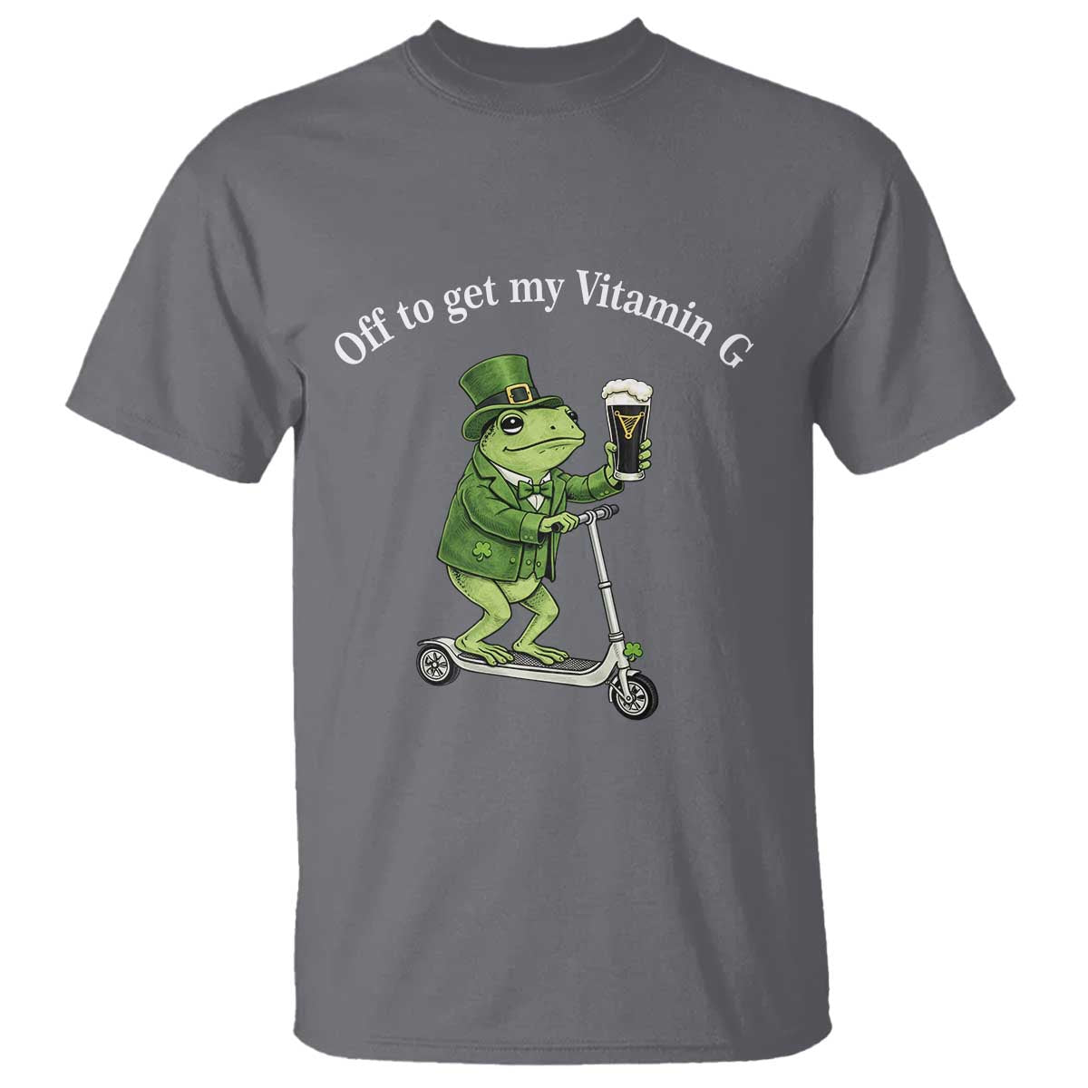 Funny Frog St Patricks Day Meme T Shirt Vitamin G Irish Beer TS14 Charcoal Print Your Wear