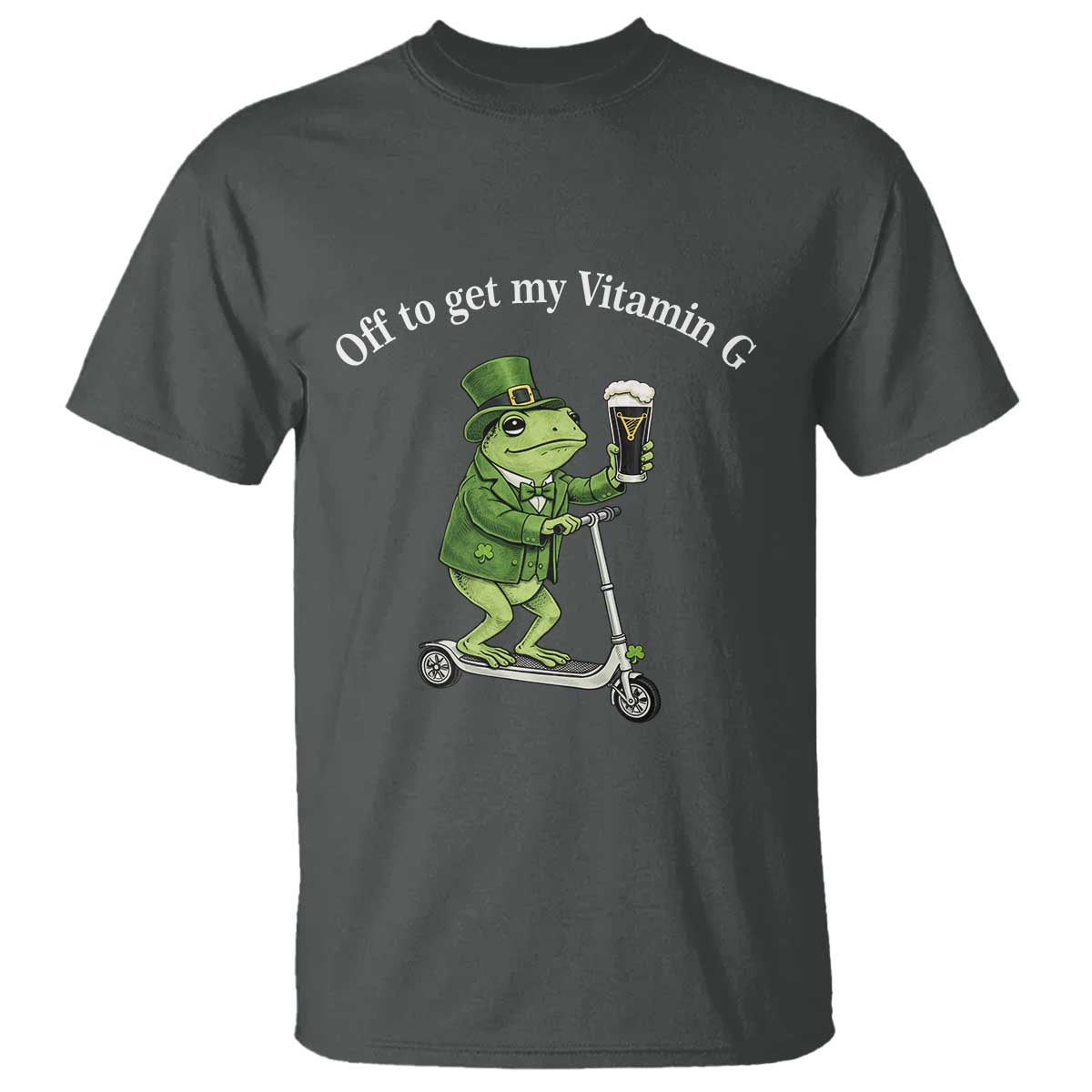 Funny Frog St Patricks Day Meme T Shirt Vitamin G Irish Beer TS14 Dark Heather Print Your Wear