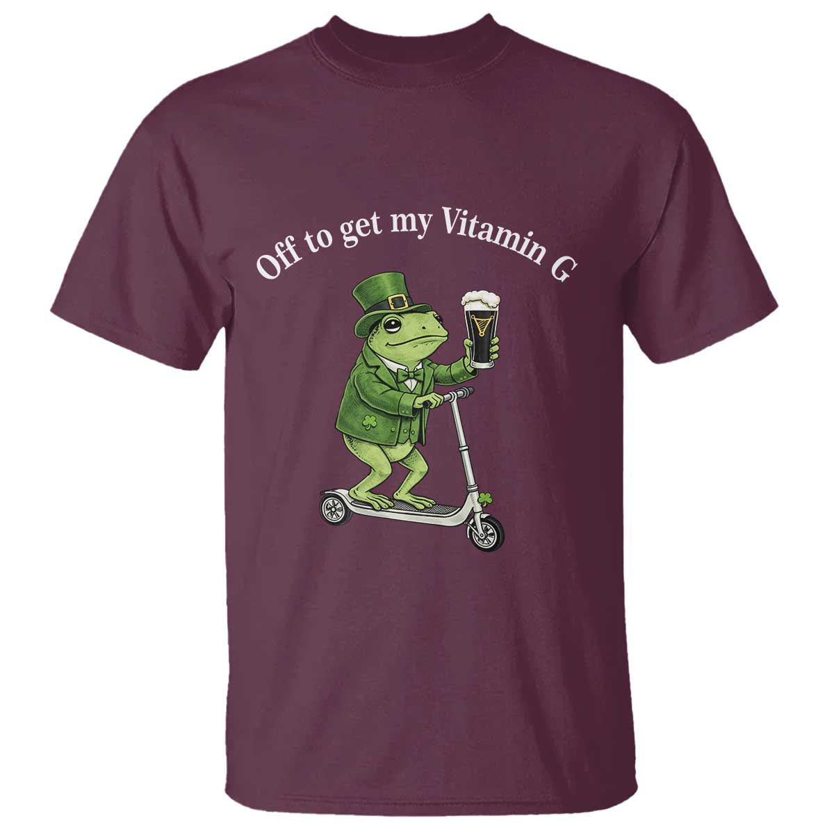 Funny Frog St Patricks Day Meme T Shirt Vitamin G Irish Beer TS14 Maroon Print Your Wear