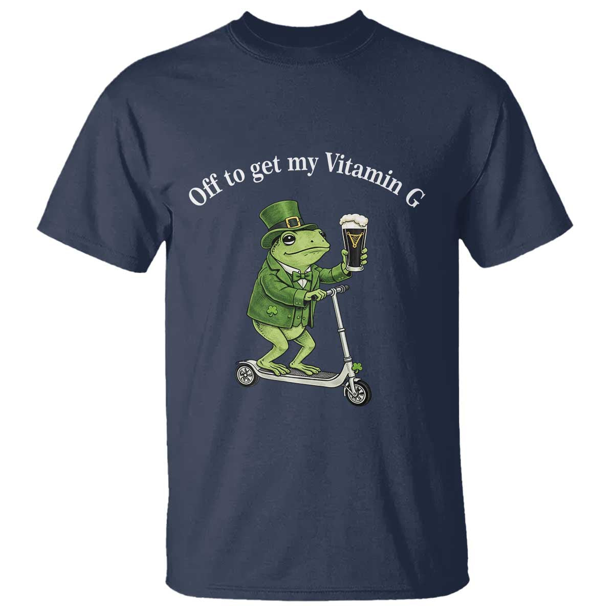Funny Frog St Patricks Day Meme T Shirt Vitamin G Irish Beer TS14 Navy Print Your Wear