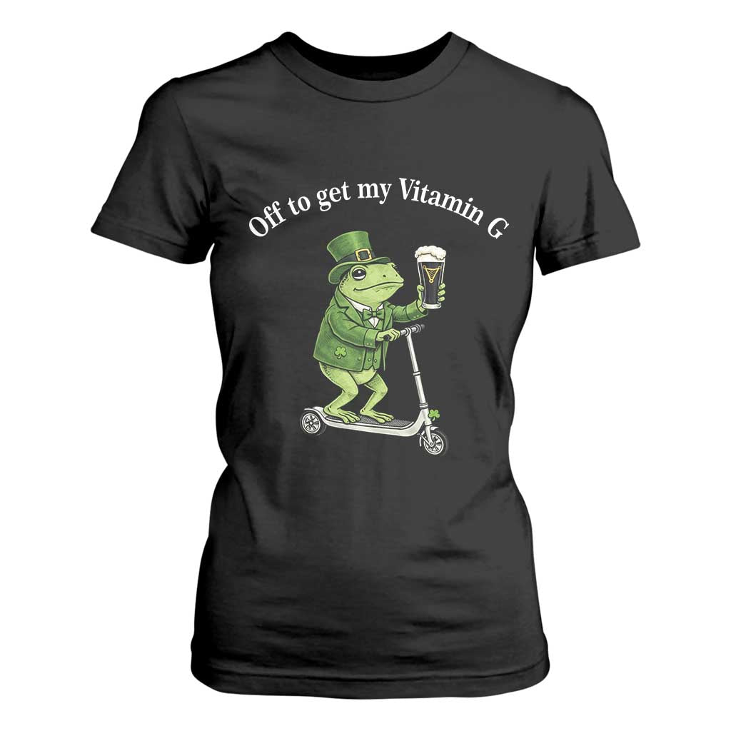 Funny Frog St Patricks Day Meme T Shirt For Women Vitamin G Irish Beer TS14 Black Print Your Wear