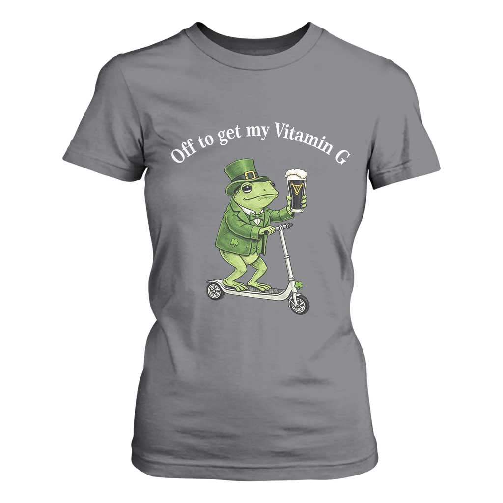 Funny Frog St Patricks Day Meme T Shirt For Women Vitamin G Irish Beer TS14 Charcoal Print Your Wear