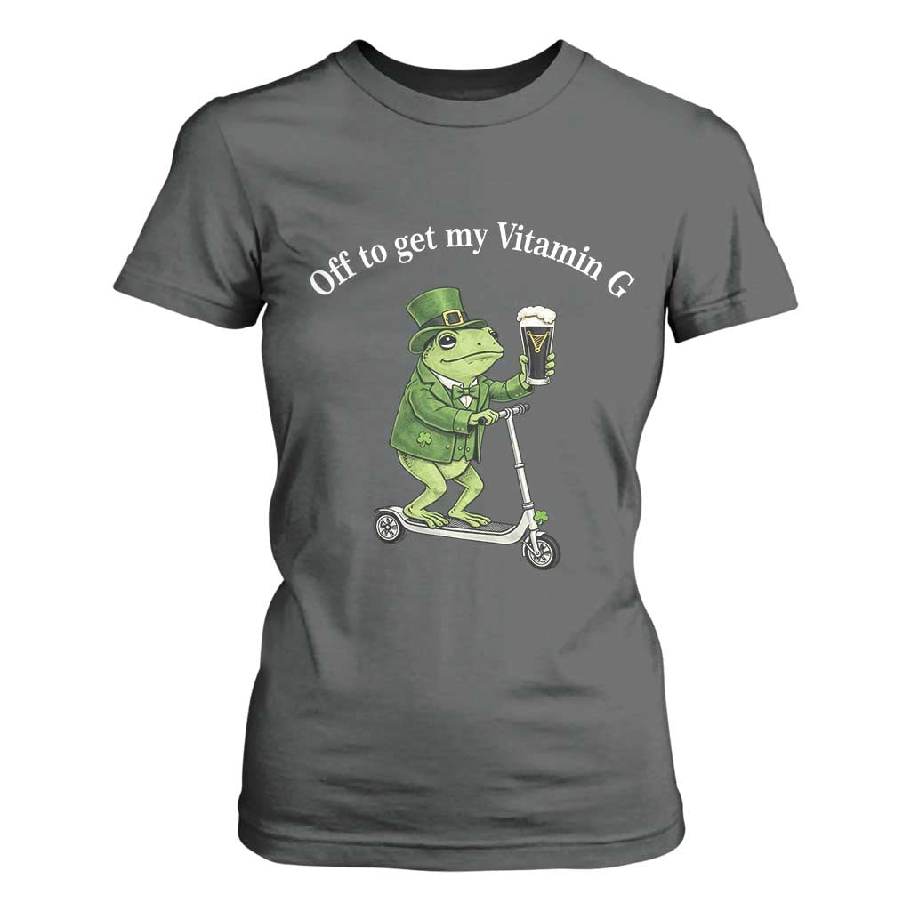 Funny Frog St Patricks Day Meme T Shirt For Women Vitamin G Irish Beer TS14 Dark Heather Print Your Wear