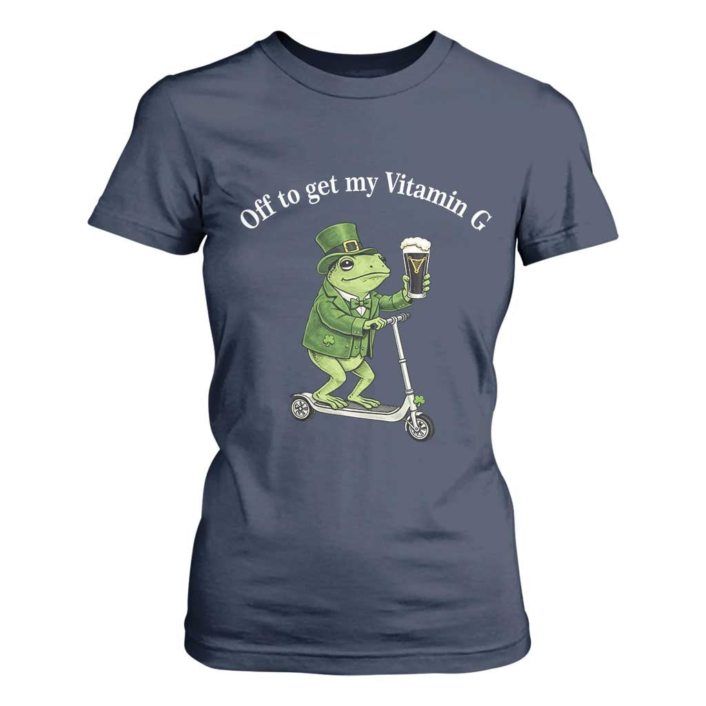 Funny Frog St Patricks Day Meme T Shirt For Women Vitamin G Irish Beer TS14 Navy Print Your Wear