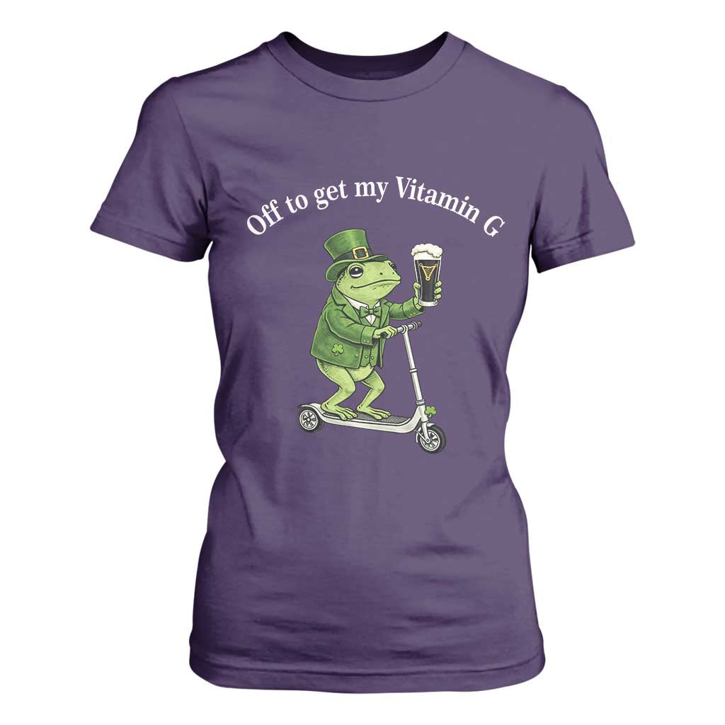 Funny Frog St Patricks Day Meme T Shirt For Women Vitamin G Irish Beer TS14 Purple Print Your Wear