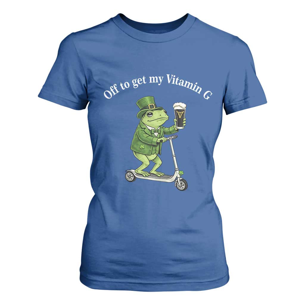 Funny Frog St Patricks Day Meme T Shirt For Women Vitamin G Irish Beer TS14 Royal Blue Print Your Wear