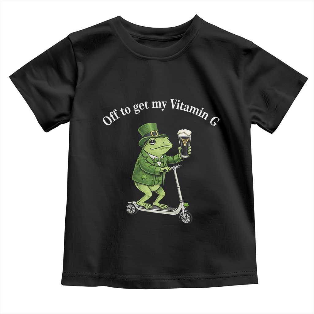 Funny Frog St Patricks Day Meme Toddler T Shirt Vitamin G Irish Beer TS14 Black Print Your Wear