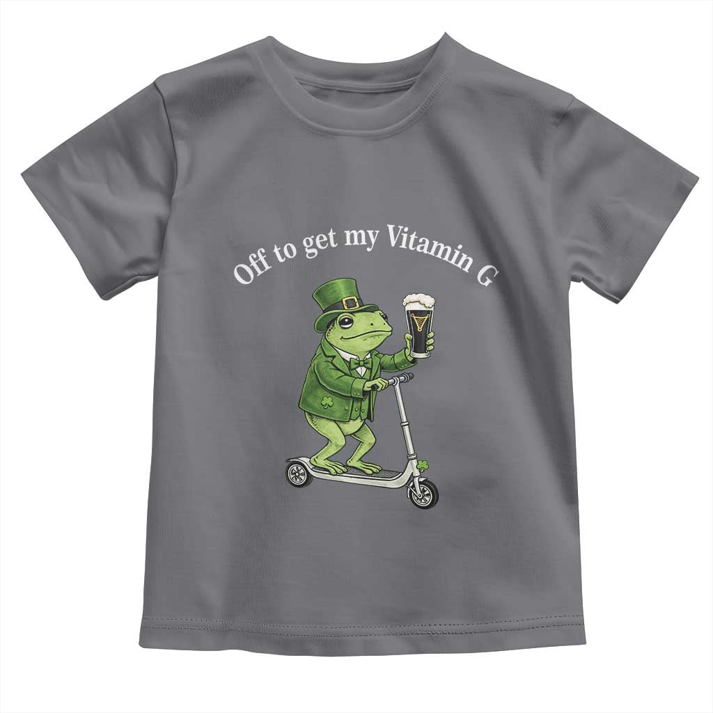 Funny Frog St Patricks Day Meme Toddler T Shirt Vitamin G Irish Beer TS14 Charcoal Print Your Wear