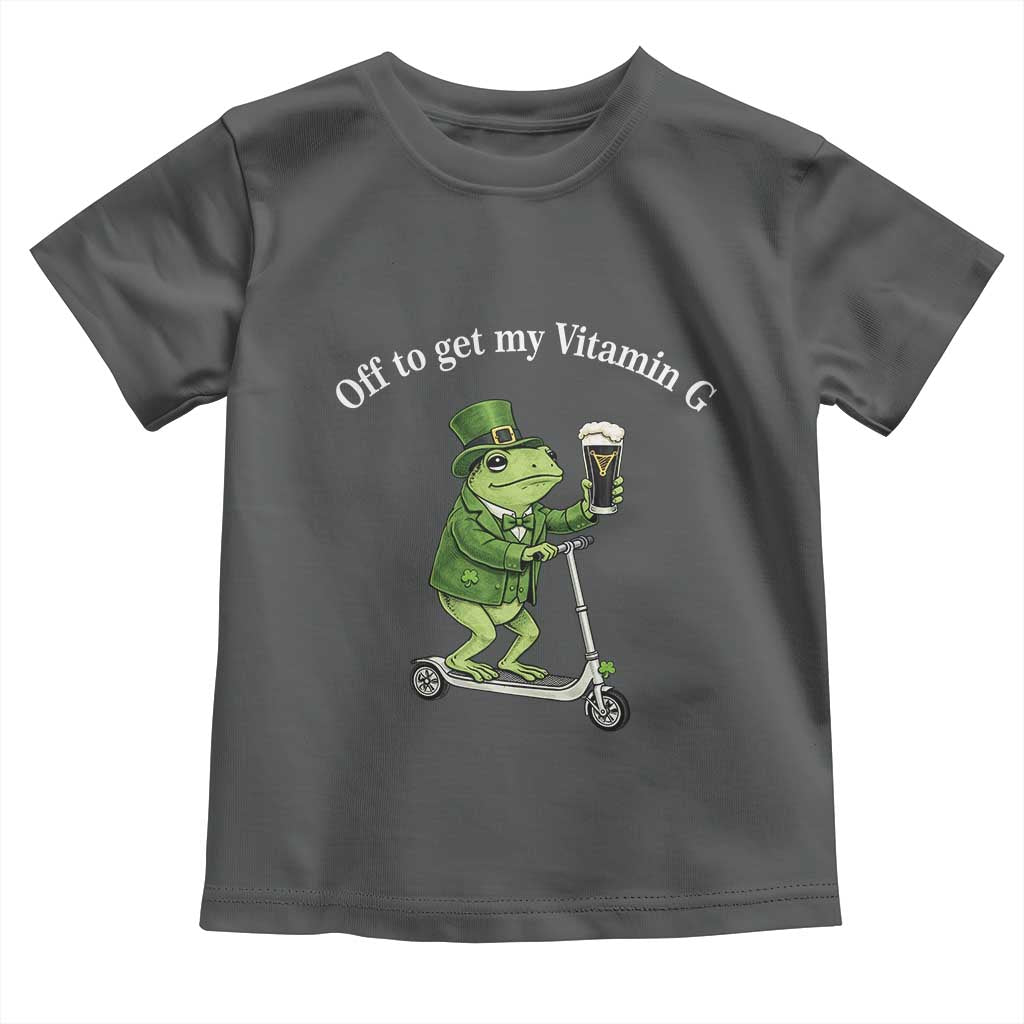 Funny Frog St Patricks Day Meme Toddler T Shirt Vitamin G Irish Beer TS14 Dark Heather Print Your Wear