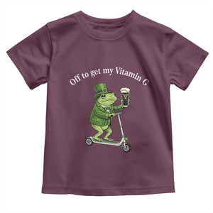 Funny Frog St Patricks Day Meme Toddler T Shirt Vitamin G Irish Beer TS14 Maroon Print Your Wear