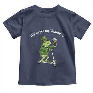 Funny Frog St Patricks Day Meme Toddler T Shirt Vitamin G Irish Beer TS14 Navy Print Your Wear