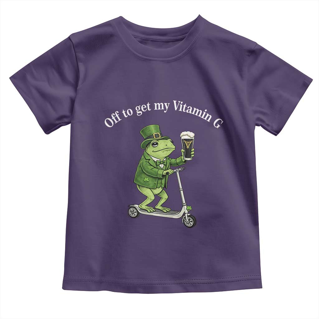 Funny Frog St Patricks Day Meme Toddler T Shirt Vitamin G Irish Beer TS14 Purple Print Your Wear