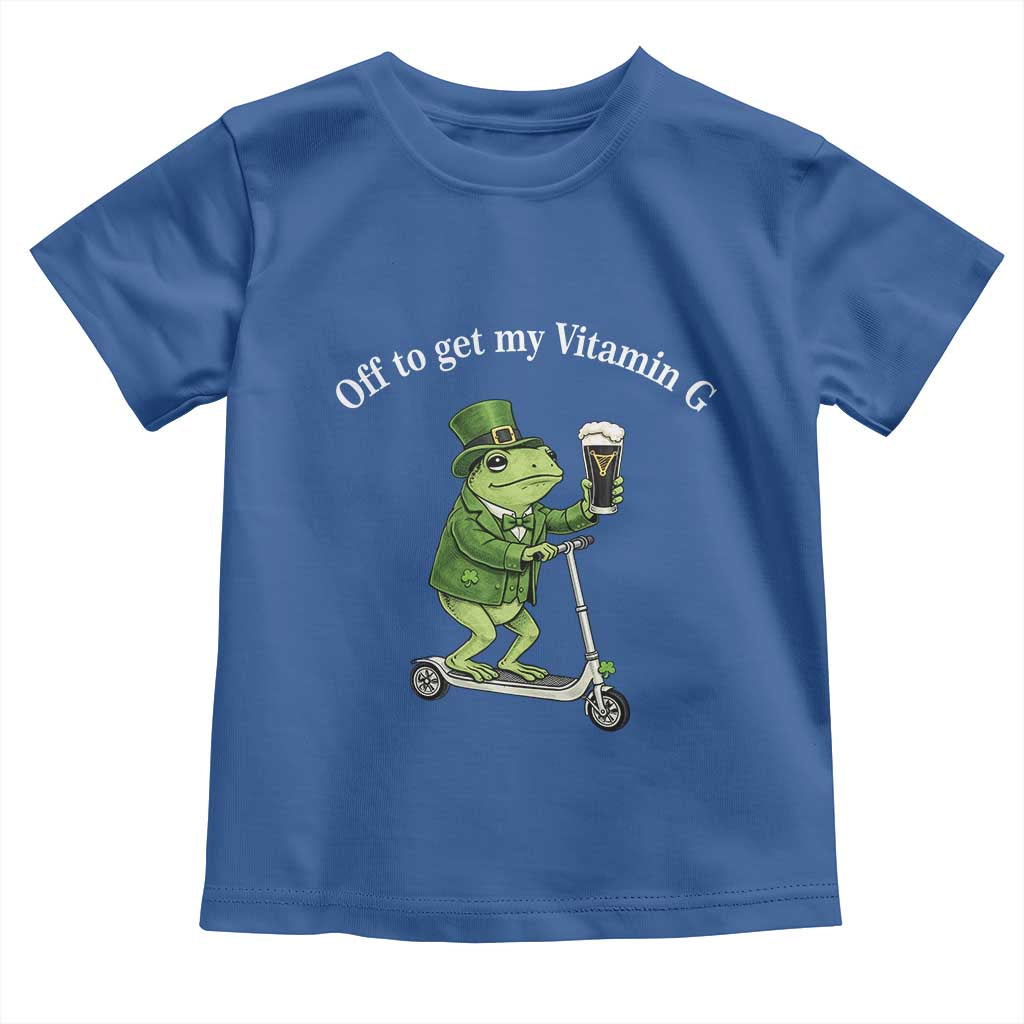 Funny Frog St Patricks Day Meme Toddler T Shirt Vitamin G Irish Beer TS14 Royal Blue Print Your Wear