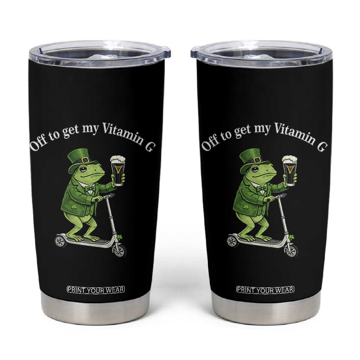 Funny Frog St Patricks Day Meme Tumbler Cup Vitamin G Irish Beer TS14 Black Print Your Wear
