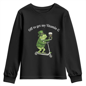 Funny Frog St Patricks Day Meme Youth Sweatshirt Vitamin G Irish Beer TS14 Black Print Your Wear