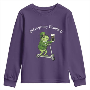 Funny Frog St Patricks Day Meme Youth Sweatshirt Vitamin G Irish Beer TS14 Purple Print Your Wear