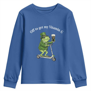 Funny Frog St Patricks Day Meme Youth Sweatshirt Vitamin G Irish Beer TS14 Royal Blue Print Your Wear