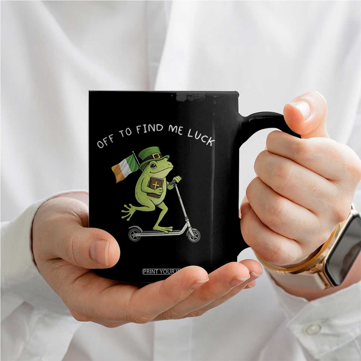 Funny Frog Christian St Patricks Day Coffee Mug Off To Find Me Lucky TS14 Print Your Wear