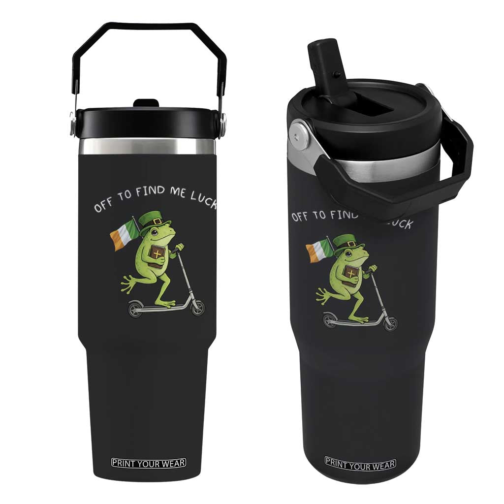 Funny Frog Christian St Patricks Day Flip Straw Tumbler Off To Find Me Lucky TS14 One Size: 30 oz Black Print Your Wear