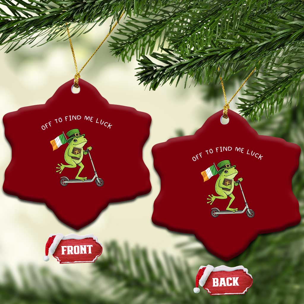 Funny Frog Christian St Patricks Day Ceramic Ornament Off To Find Me Lucky TS14 Print Your Wear