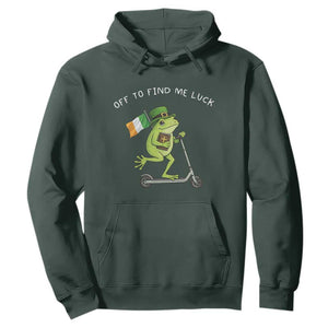 Funny Frog Christian St Patricks Day Hoodie Off To Find Me Lucky TS14 Dark Forest Green Print Your Wear