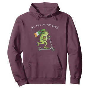 Funny Frog Christian St Patricks Day Hoodie Off To Find Me Lucky TS14 Maroon Print Your Wear