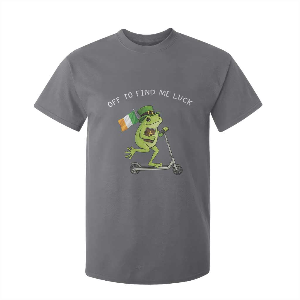Funny Frog Christian St Patricks Day T Shirt For Kid Off To Find Me Lucky TS14 Charcoal Print Your Wear