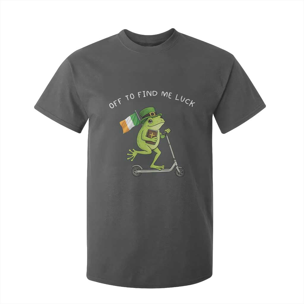 Funny Frog Christian St Patricks Day T Shirt For Kid Off To Find Me Lucky TS14 Dark Heather Print Your Wear