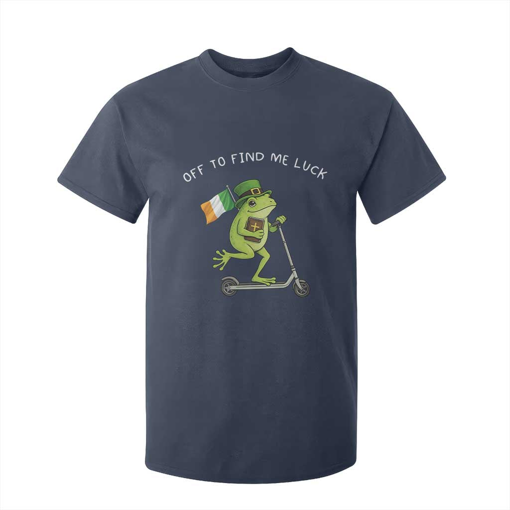 Funny Frog Christian St Patricks Day T Shirt For Kid Off To Find Me Lucky TS14 Navy Print Your Wear