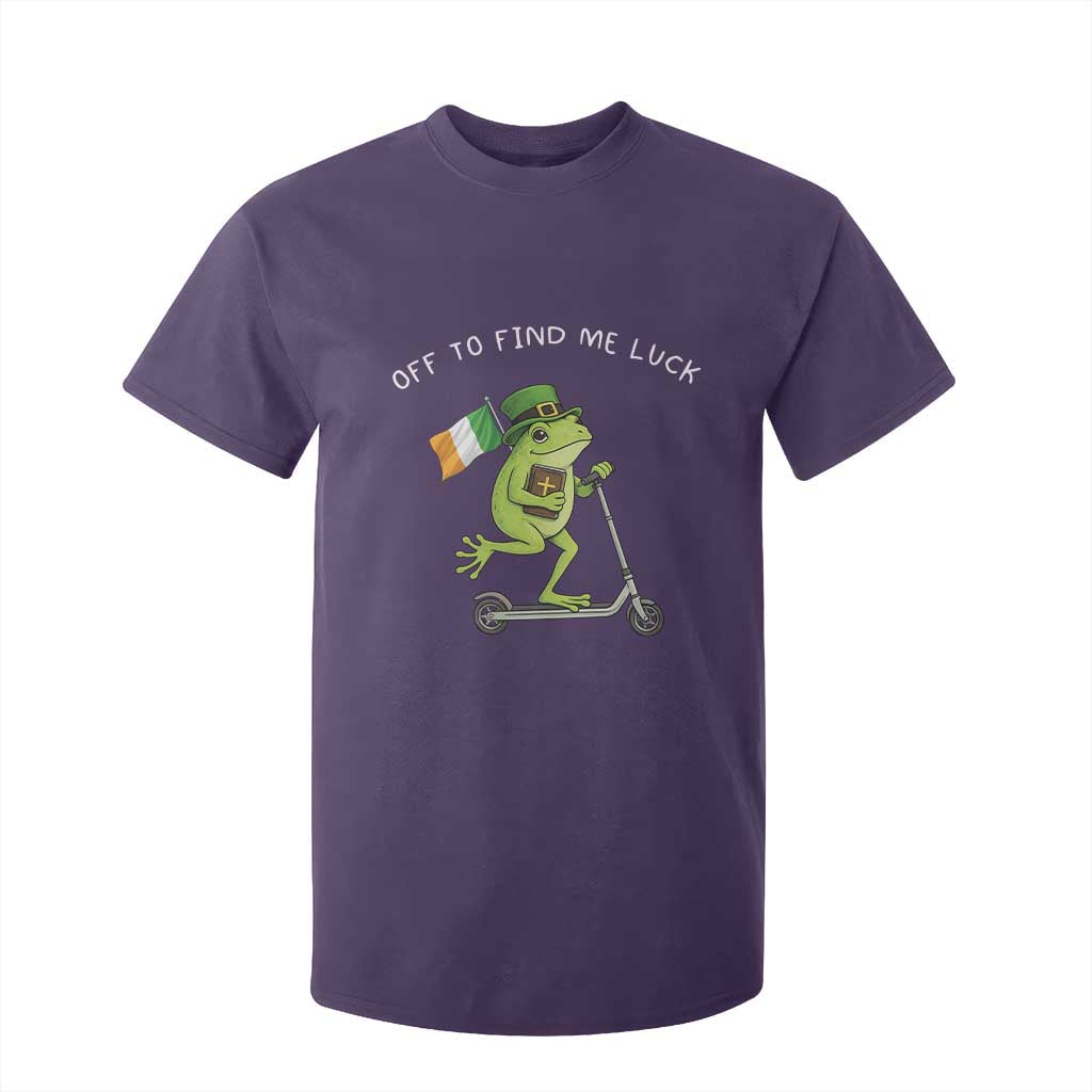 Funny Frog Christian St Patricks Day T Shirt For Kid Off To Find Me Lucky TS14 Purple Print Your Wear