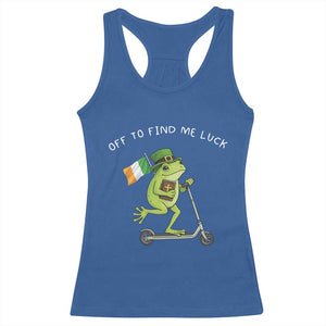 Funny Frog Christian St Patricks Day Racerback Tank Top Off To Find Me Lucky TS14 Royal Blue Print Your Wear