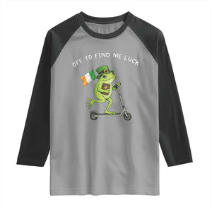 Funny Frog Christian St Patricks Day Raglan Shirt Off To Find Me Lucky TS14 Sport Gray Black Print Your Wear