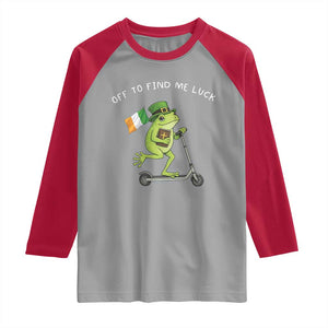 Funny Frog Christian St Patricks Day Raglan Shirt Off To Find Me Lucky TS14 Sport Gray Red Print Your Wear
