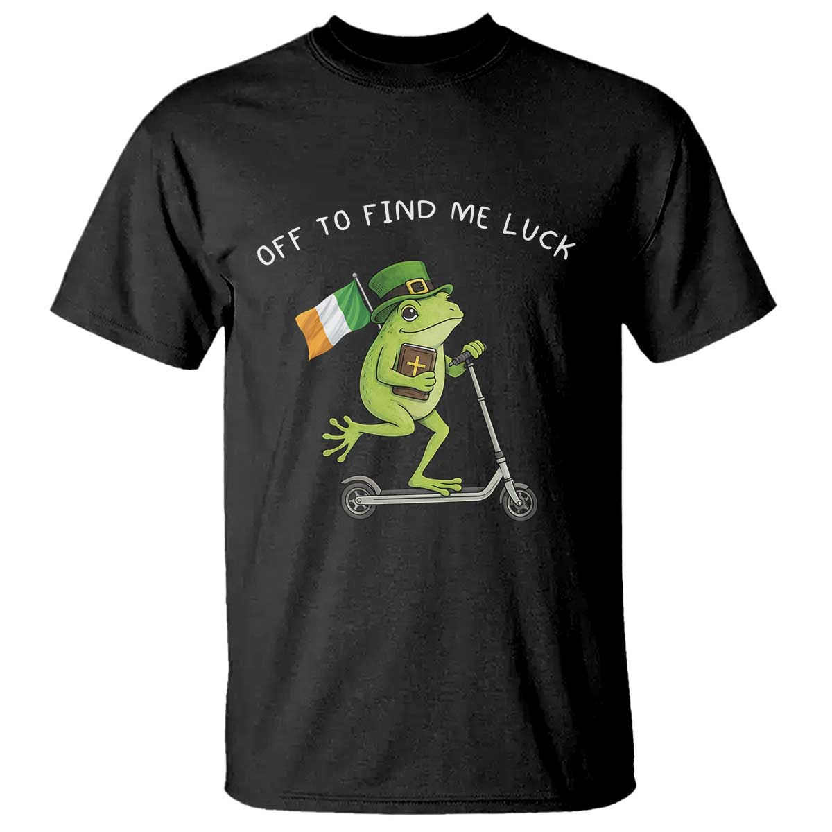 Funny Frog Christian St Patricks Day T Shirt Off To Find Me Lucky TS14 Black Print Your Wear