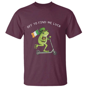 Funny Frog Christian St Patricks Day T Shirt Off To Find Me Lucky TS14 Maroon Print Your Wear