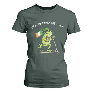 Funny Frog Christian St Patricks Day T Shirt For Women Off To Find Me Lucky TS14 Dark Forest Green Print Your Wear